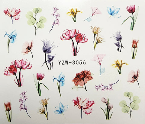 Nail Art Water Decals Stickers watercolor Transfers Summer  Flowers