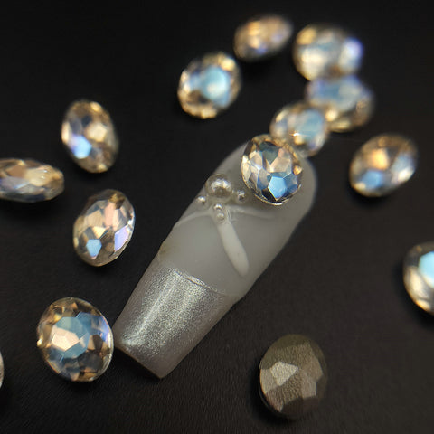 20 pcs oval Crystal,clear light blue|pointed back|nail bling|nail rhinestones| nail art diy | 6x8mm and 8X10mm