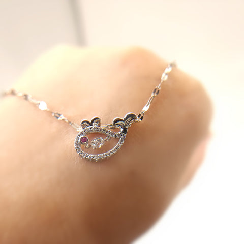 Dainty silver necklace with zircon cute whale | necklace with zircon, delicate necklace| gift for her|pendants necklace