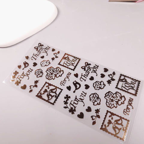 Golden 3D Metal Stickers - Perfect for Handmade Epoxy Resin Projects (21x8.9CM)