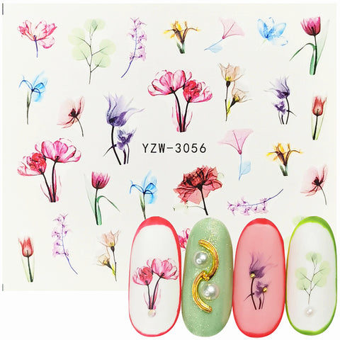 Nail Art Water Decals Stickers watercolor Transfers Summer  Flowers