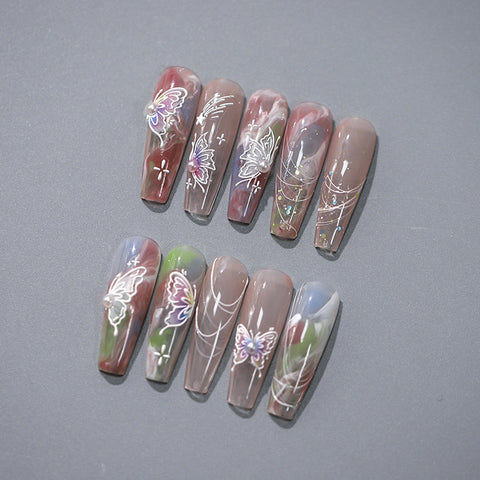 Embossed Nail Sticker white butterfly pearl  5D Self-Adhesive