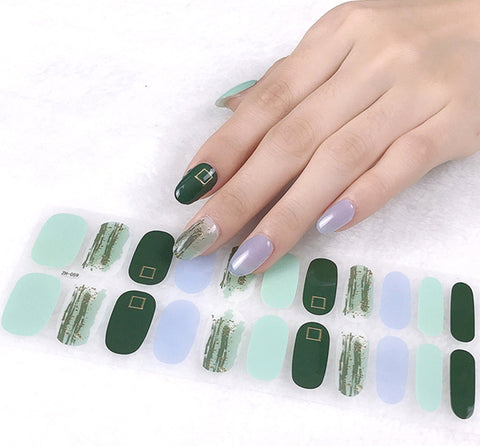 Nail Wraps, Nail Decals, Nail Strips, Nail Stickers- green nail wraps art easy way for nail art 20 pcs