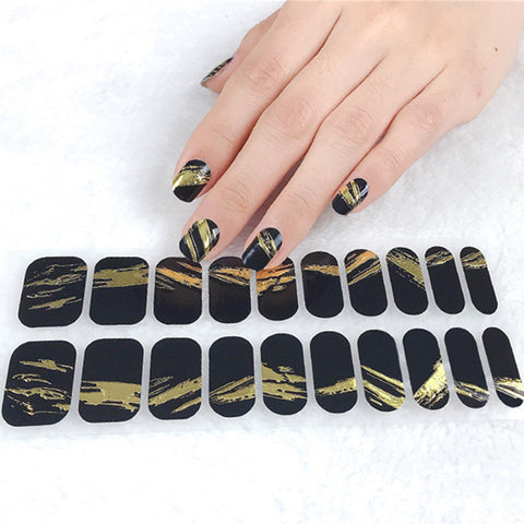 Nail Wraps, Nail Decals, Nail Strips, Nail Stickers- black and gold, red and gold, white and gold easy nail wraps art 20 pcs