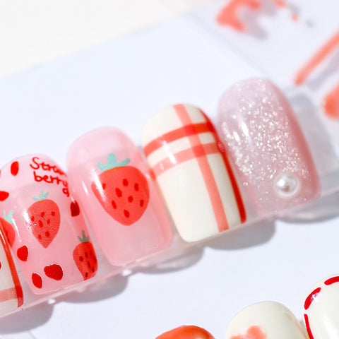 Nail Art Decals|Embossed Nail Sticker strawberry | snow   | Nail Diy  -  5D Self-Adhesive Nail Sticker