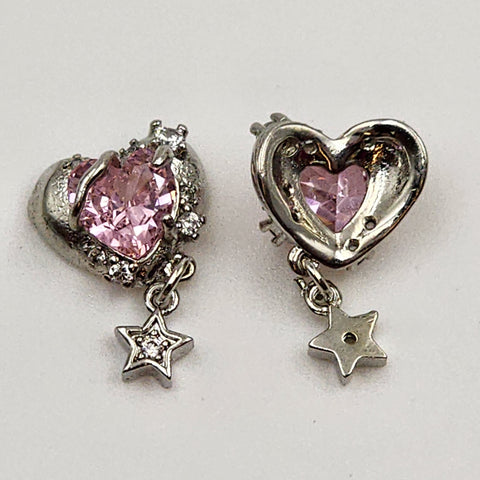2 pcs High Quality Nail Metal earring charms|Nail Charms|3D Nail Art |Metal pink zircon flower|Nail Bling|Nail Crystal|Nail Rhinestone