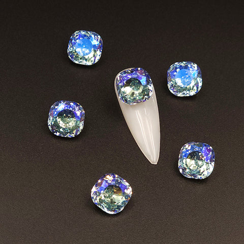 6 pcs cushion Fireworks Gem Cut 3D Nail Crystal ,nail bling|nail rhinestones| nail art diy | silk luster | 10mm