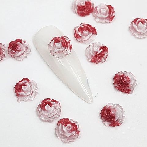 36 pcs 9 color Nair art| nail charms| Delicate Resin camellia 8mm |glow in the dark| double color |Nail diy|cabochon