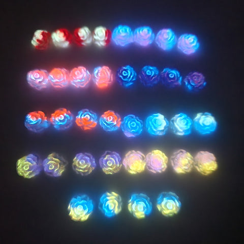 36 pcs 9 color Nair art| nail charms| Delicate Resin camellia 8mm |glow in the dark| double color |Nail diy|cabochon