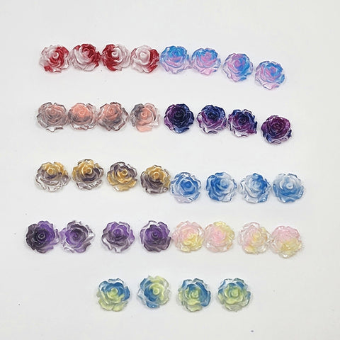 36 pcs 9 color Nair art| nail charms| Delicate Resin camellia 8mm |glow in the dark| double color |Nail diy|cabochon