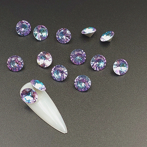 10 pcs  round violet heart and arrow Crystal,pointed back|nail bling|nail rhinestones| nail art diy |8mm