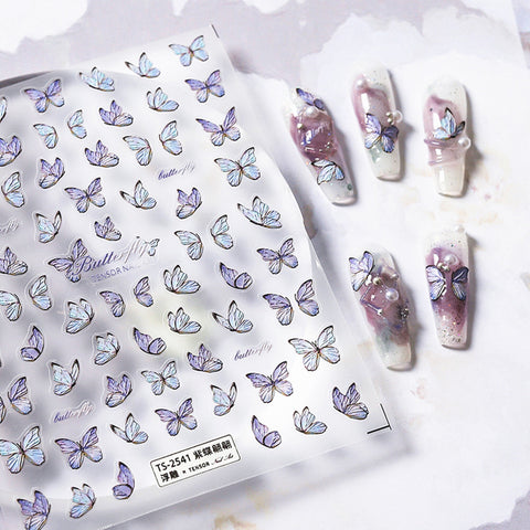 Nail Art Decals|Embossed Nail Sticker purple butterfly  | Nail Diy  -  5D Self-Adhesive Nail Sticker
