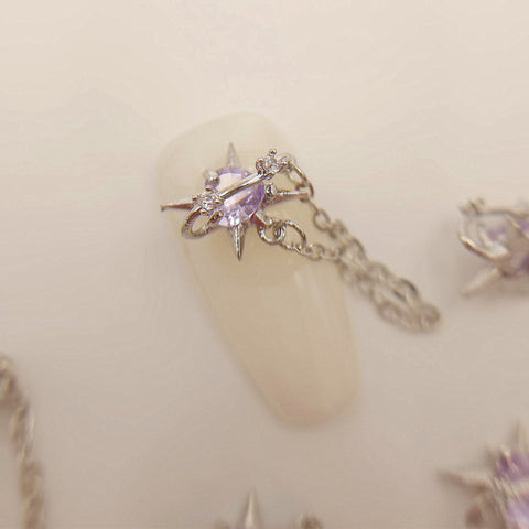 2 pcs High Quality Nail Gem, Nail Charms, Saturn Planet Nail Charms light purple Nail Bling, Nail Crystal, Nail Rhinestone