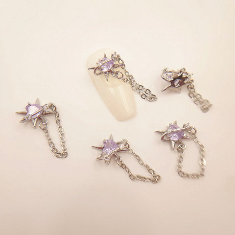 2 pcs High Quality Nail Gem, Nail Charms, Saturn Planet Nail Charms light purple Nail Bling, Nail Crystal, Nail Rhinestone