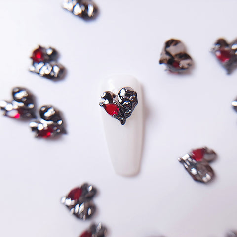 4 pcs High Quality Nail Charms|halloween ren heart|3D Nail Art charms, with red  Zircon |Nail Bling, Nail Crystal, Nail Rhinestone|gift
