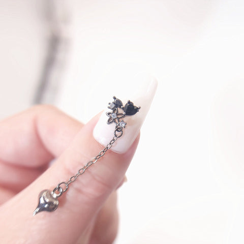 2 pcs High Quality Nail Charms|black inlaid transparent and black zirconia two finger chain ||Nail CrystalNail Rhinestone|gift