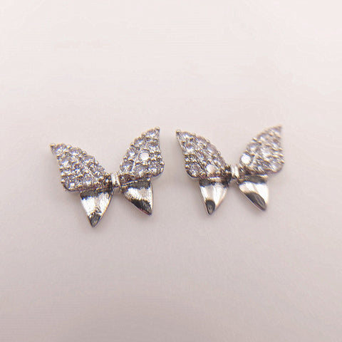 2 pcs High Quality Metal Nail Charms butterfly,  3D Nail Art|Metal mosaic white zircon, Nail Bling, Nail Crystal, Nail Rhinestone