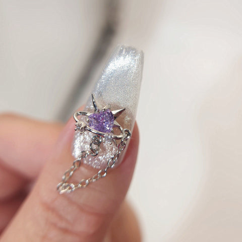 2 pcs High Quality Nail Gem, Nail Charms, Saturn Planet Nail Charms light purple Nail Bling, Nail Crystal, Nail Rhinestone