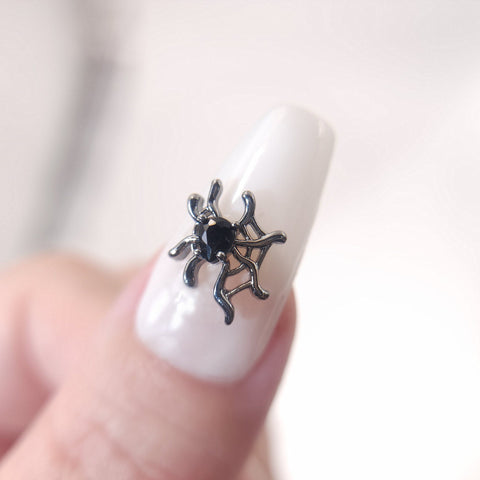 4 pcs High Quality Nail Charms|halloween blackspider web 3D Nail Art charms, with red Zircon |Nail Bling, Nail Crystal, Nail Rhinestone|gift