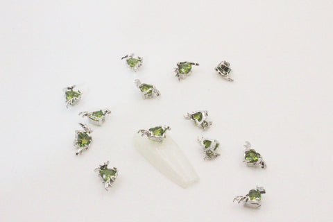 4 pcs High Quality Nail Charms|devil wings |3D Nail Art charms, with green Zircon |Nail Bling, Nail Crystal, Nail Rhinestone|gift