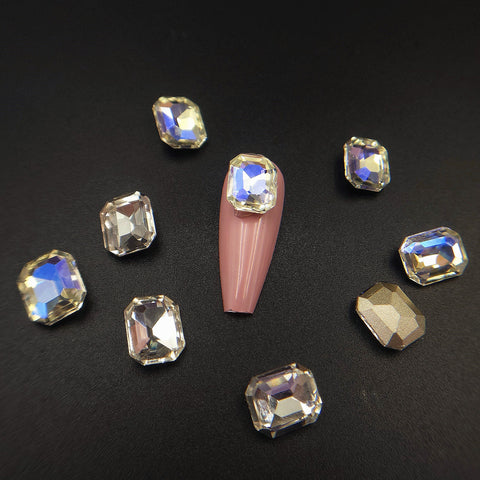 10 pcs emerald baguette Crystal,pointed back|nail bling|nail rhinestones| nail art diy | 8x10mm