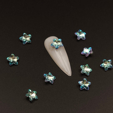20 pcs  light blue star Nail Crystal ,nail bling|nail rhinestones| nail art diy | silk luster | 8mm