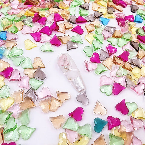 36 pcs 6 color mini heart|Nair art| nail charms|Translucent with multiple reflective surfaces  ly2k|cabochon