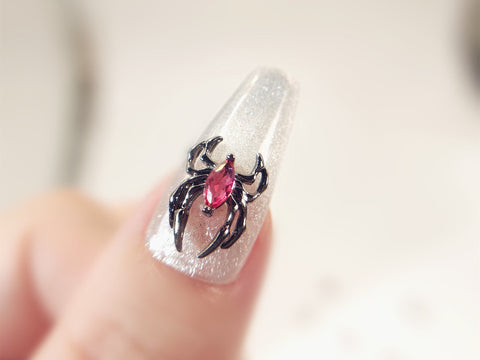 4 pcs High Quality Nail Charms|halloween red spider |3D Nail Art charms, with black Zircon |Nail Bling, Nail Crystal, Nail Rhinestone|gift