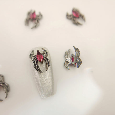 4 pcs High Quality Nail Charms|halloween red spider |3D Nail Art charms, with black Zircon |Nail Bling, Nail Crystal, Nail Rhinestone|gift